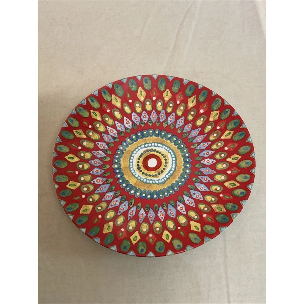 222 Fifth Mayan Jewel Red Fine China Small Salad Dessert Plates Set of 2 6.25